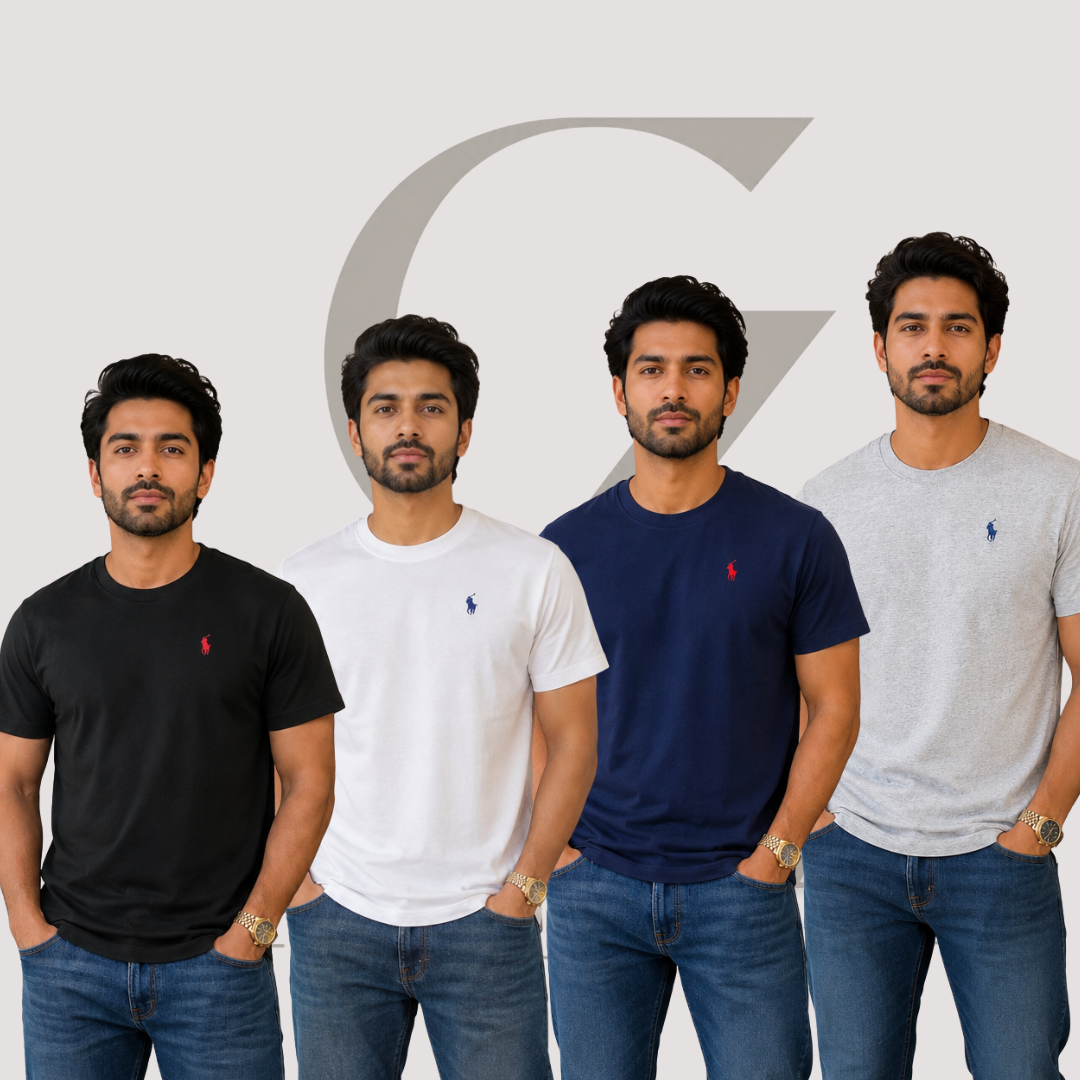 Premium Crew Neck T-Shirt – 4 Piece Combo Pack