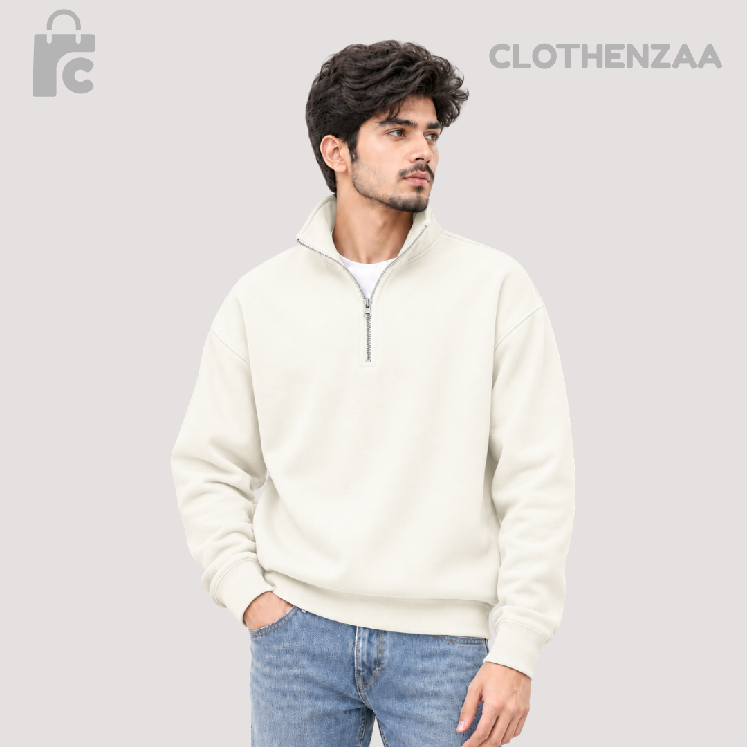 Premium Quarter-Zip Sweatshirt — Cream Colour
