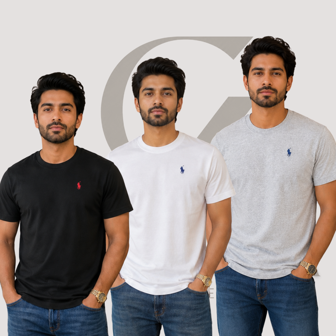 Premium Crew Neck T-Shirt – 3 Piece Combo Pack
