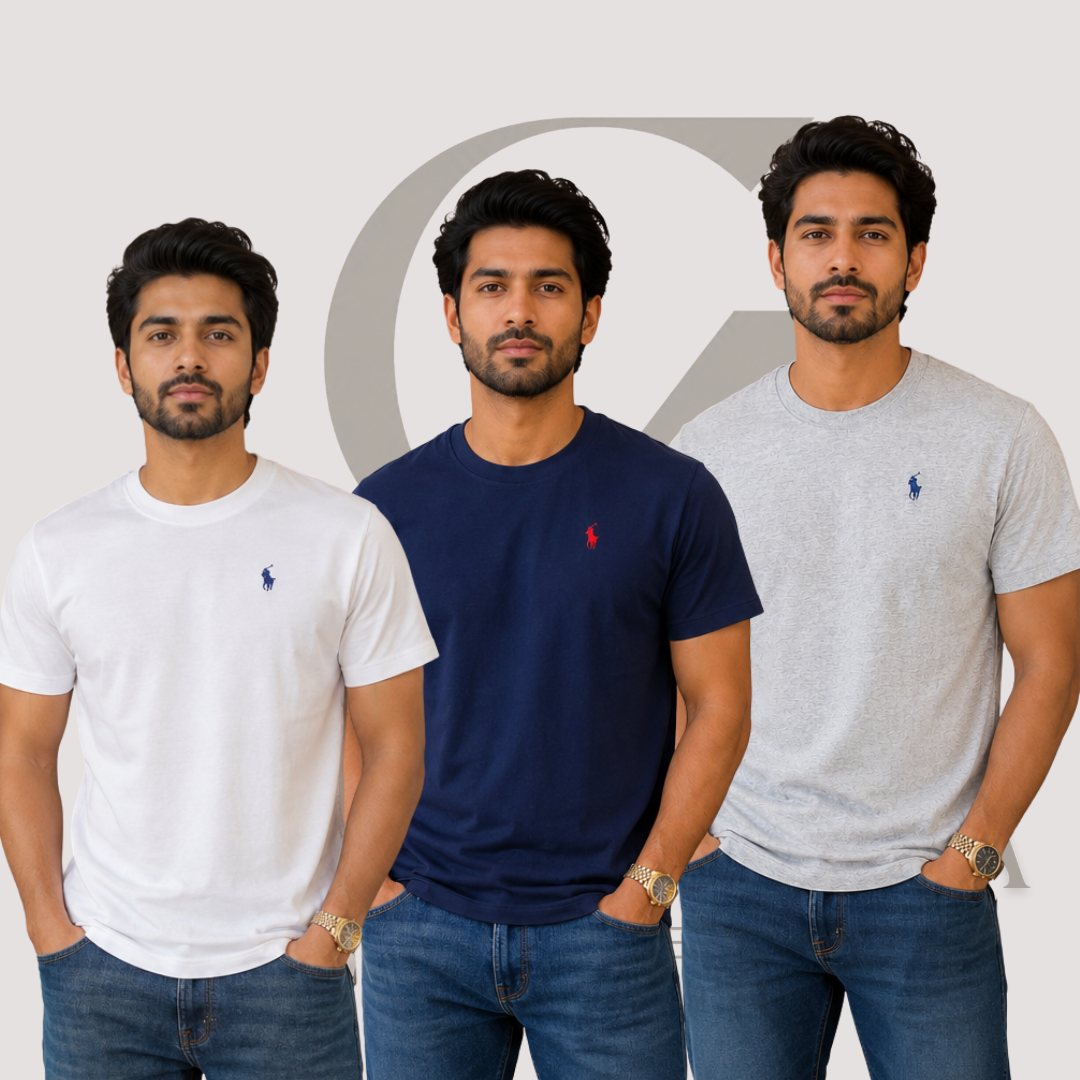 Premium Crew Neck T-Shirt – 3 Piece Combo Pack