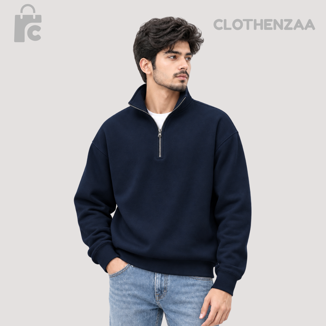 Premium Quarter-Zip Sweatshirt — Navy Blue Colour
