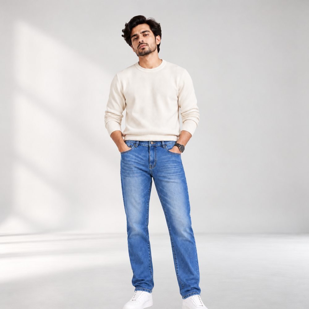 Newport Bay Premium Blue Washed Denim Jeans